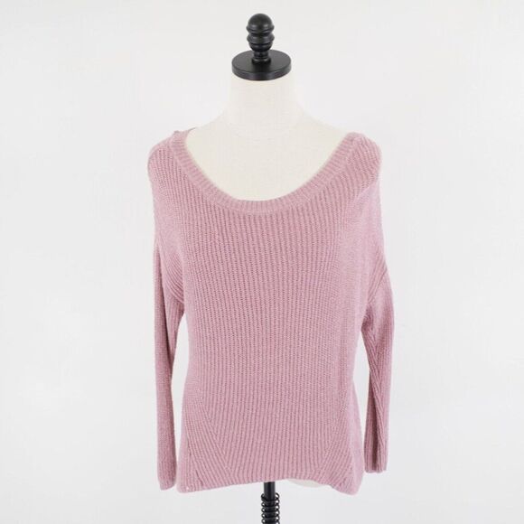 Express Purple Knit Small Scoop Neck Back Cut Out Sweater Viscose Cotton - Picture 1 of 9